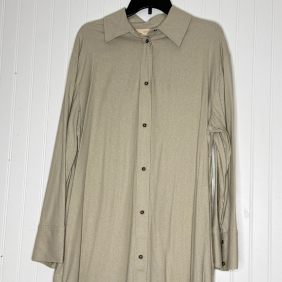 H&M Lagenlook Oversize Beachy Silk Shirt Dress Long Sleeve Size Medium - Picture 2 of 10